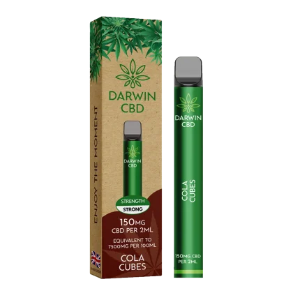 Darwin CBD Vape 150mg Cola Cubes: Strong strength CBD vape pen with cola flavour, 150mg CBD per 2ml. Peoples CBD - Make Life Better Everyday!