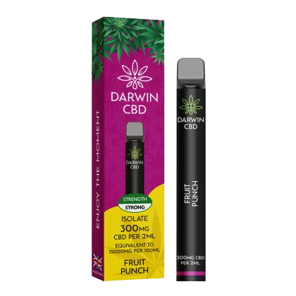 Darwin CBD Vape 300mg Fruit Punch: A strong CBD isolate vape pen with UK-made flavour. Peoples CBD - Make Life Better Everyday!