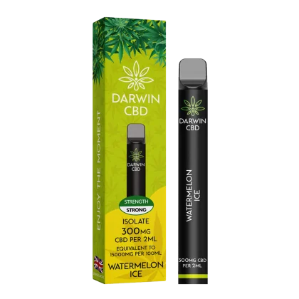 Darwin CBD Vape 300mg Watermelon Ice disposable vape pen with 300mg CBD per 2ml. Peoples CBD - Make Life Better Everyday!