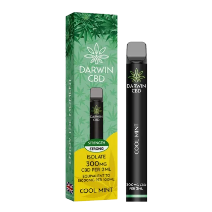 Darwin CBD Vape 300mg Cool Mint: Isolate CBD vape pen with a refreshing cool mint flavour. Peoples CBD - Make Life Better Everyday!