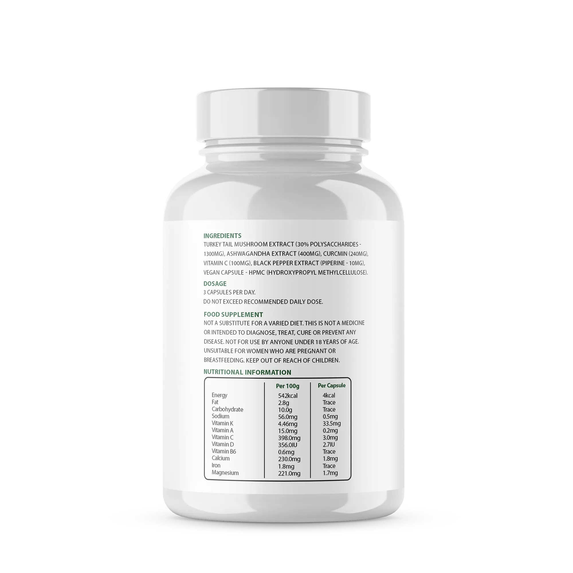 Turkey tail mushroom and ashwagandha supplement facts. Vegan capsules for immunity and stress relief. Peoples CBD - Make Life Better Everyday!