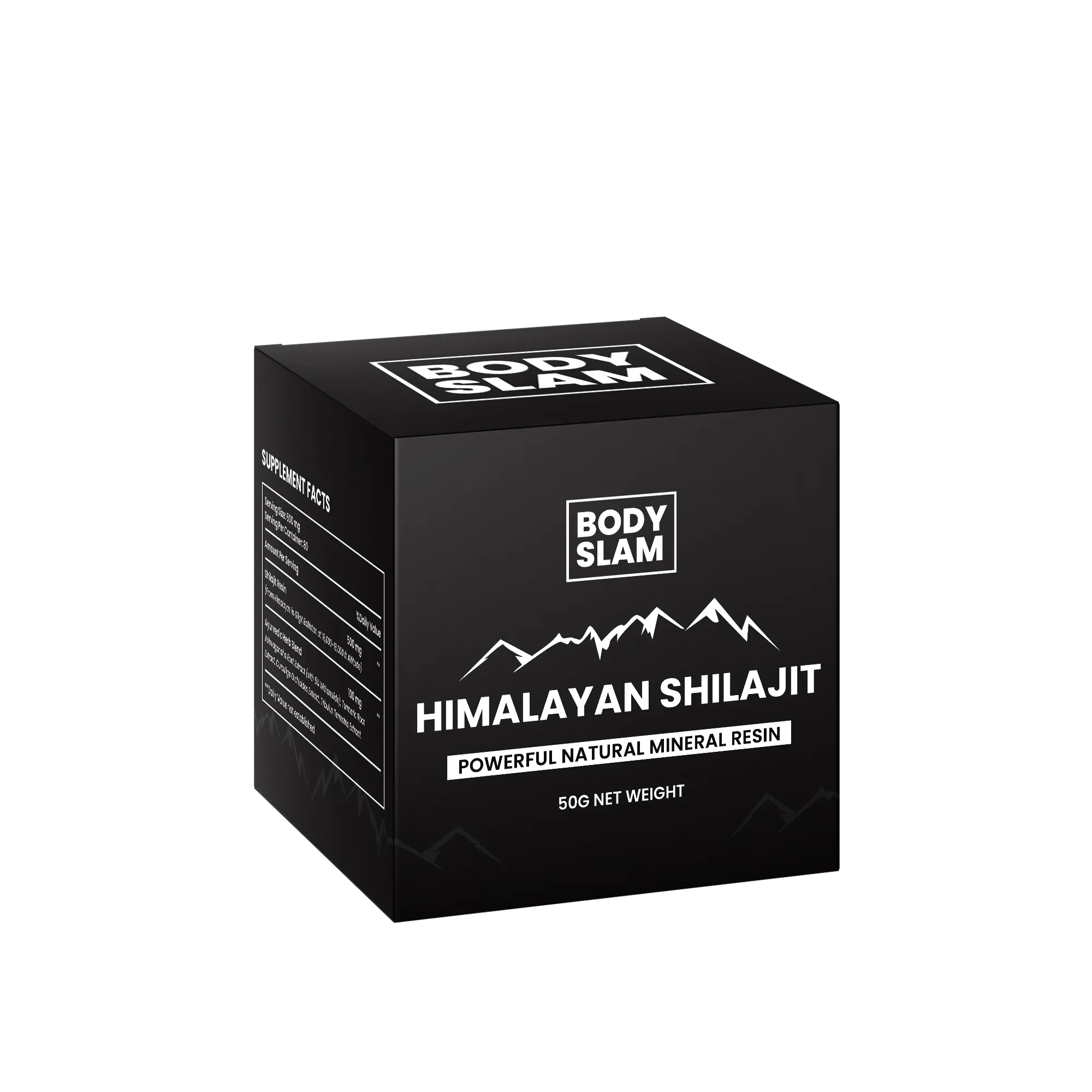 Bodyslam Pure Himalayan Shilajit Resin: a powerful natural mineral resin supplement in black packaging. Peoples CBD - Make Life Better Everyday!