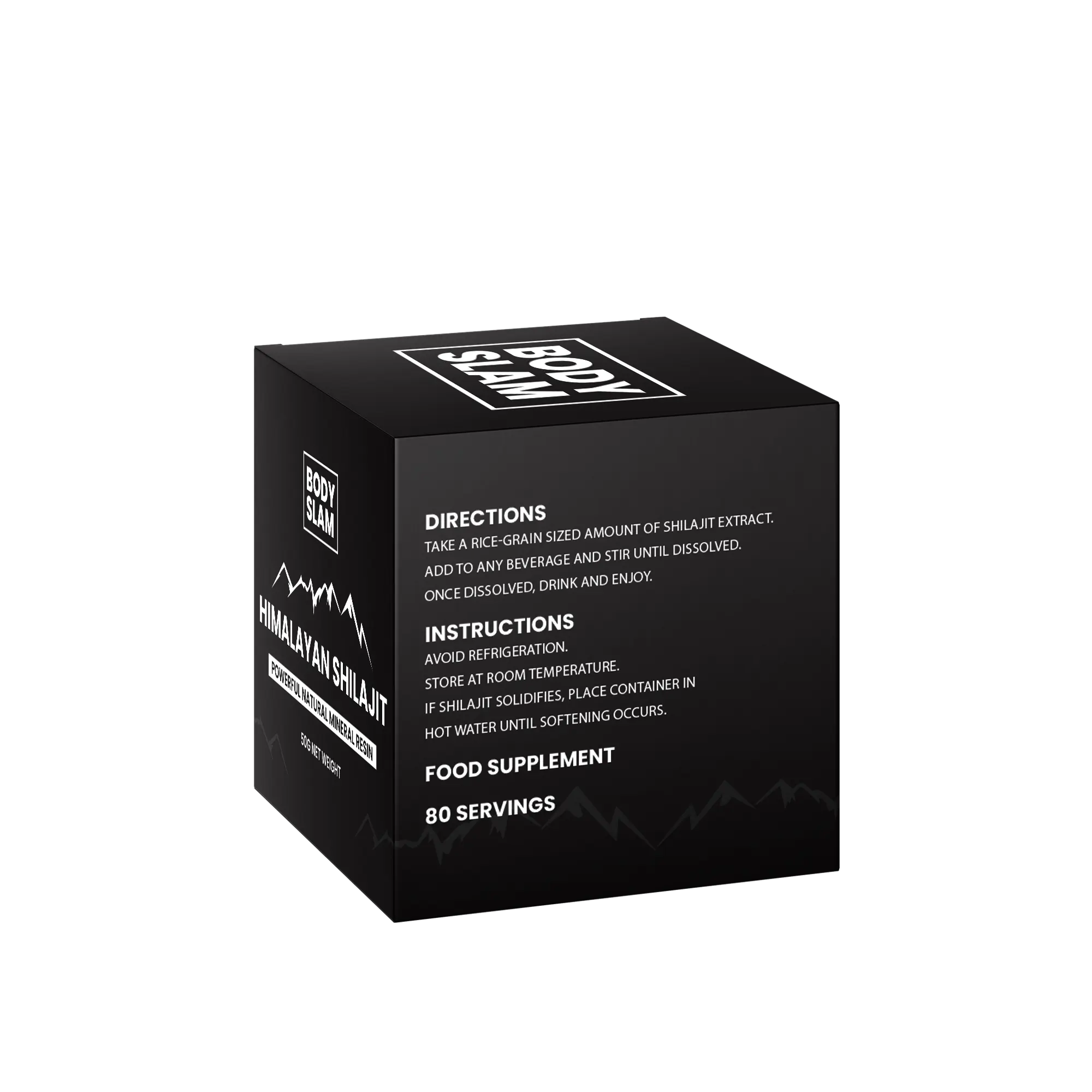 Bodyslam Himalayan Shilajit box with directions and instructions for this powerful natural mineral resin food supplement. Peoples CBD - Make Life Better Everyday!