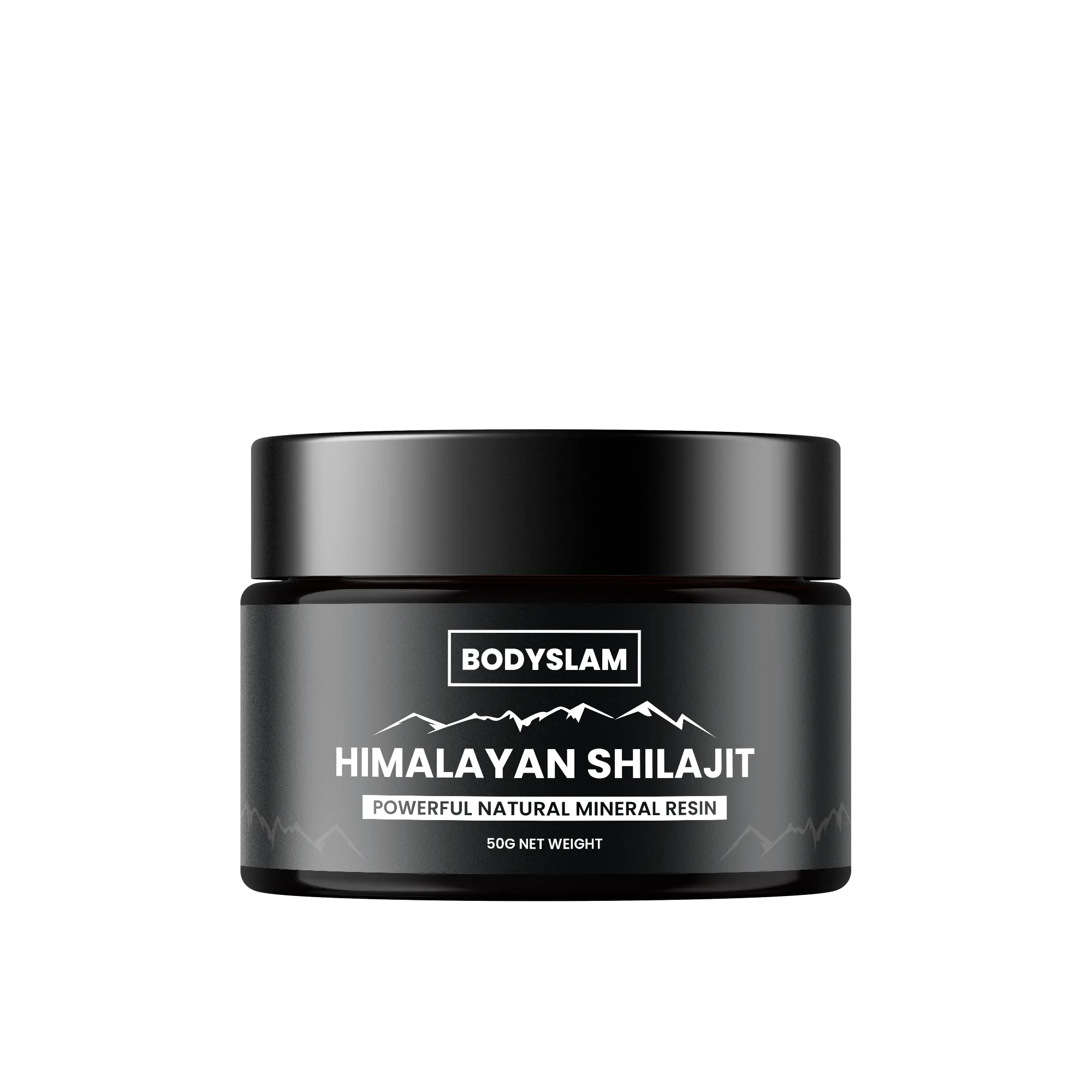 Bodyslam Himalayan Shilajit resin in a black jar. Powerful natural mineral resin, 50g net weight. Peoples CBD - Make Life Better Everyday!