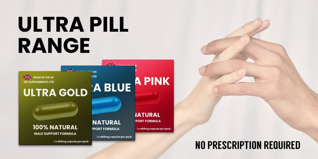 Ultra Pill Range: Ultra Gold, Ultra Blue, and Ultra Pink pill supplement packs. No prescription required. Peoples CBD - Make Life Better Everyday!