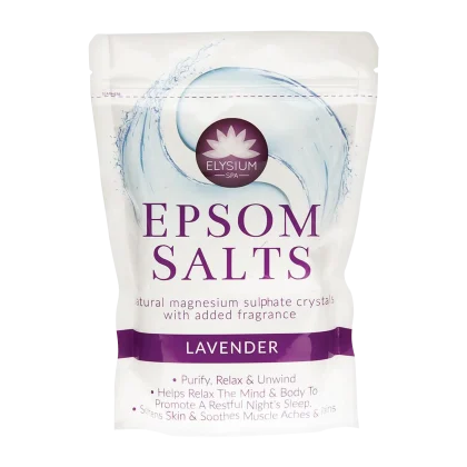 ELYSIUM SPA Epsom Salts Lavender 450g: Natural magnesium sulphate crystals for relaxation and soothing muscle aches. Peoples CBD - Make Life Better Everyday!
