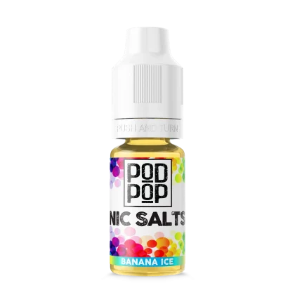 POD POP Banana Ice nic salt. Vape juice with a cool banana flavour. Peoples CBD - Make Life Better Everyday!