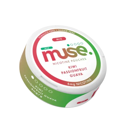 MUSE KIWI PASSIONFRUIT GUAVA 6MG nicotine pouch. A tobacco & sugar free alternative. Nicotine pouches UK. Peoples CBD - Make Life Better Everyday!