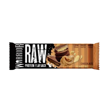 WARRIOR RAW PROTEIN FLAPJACK Chocolate Peanut Butter. High protein flapjack. Peoples CBD - Make Life Better Everyday!