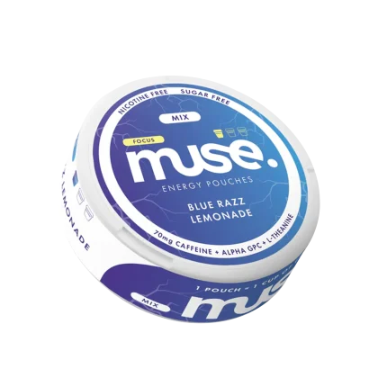 MUSE BLUE RAZZ LEMONADE 70MG FOCUS ENERGY POUCHES: 70mg caffeine pouches for energy and focus Peoples CBD - Make Life Better Everyday!