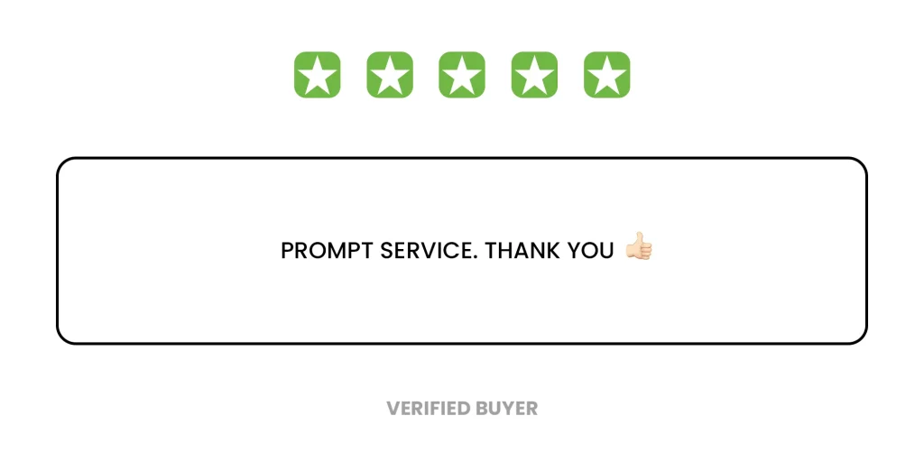 Customer review: 4-star rating with the comment "Prompt service. Thank you 👍 Peoples CBD - Make Life Better Everyday!