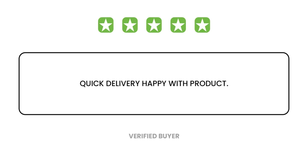 Customer review: Four green stars. Text: "Quick delivery happy with product." Verified buyer. Peoples CBD - Make Life Better Everyday!