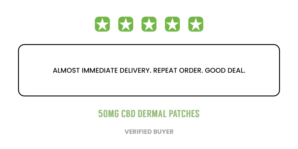 Review of 50mg CBD dermal patches by verified buyer with 5 stars Peoples CBD - Make Life Better Everyday!