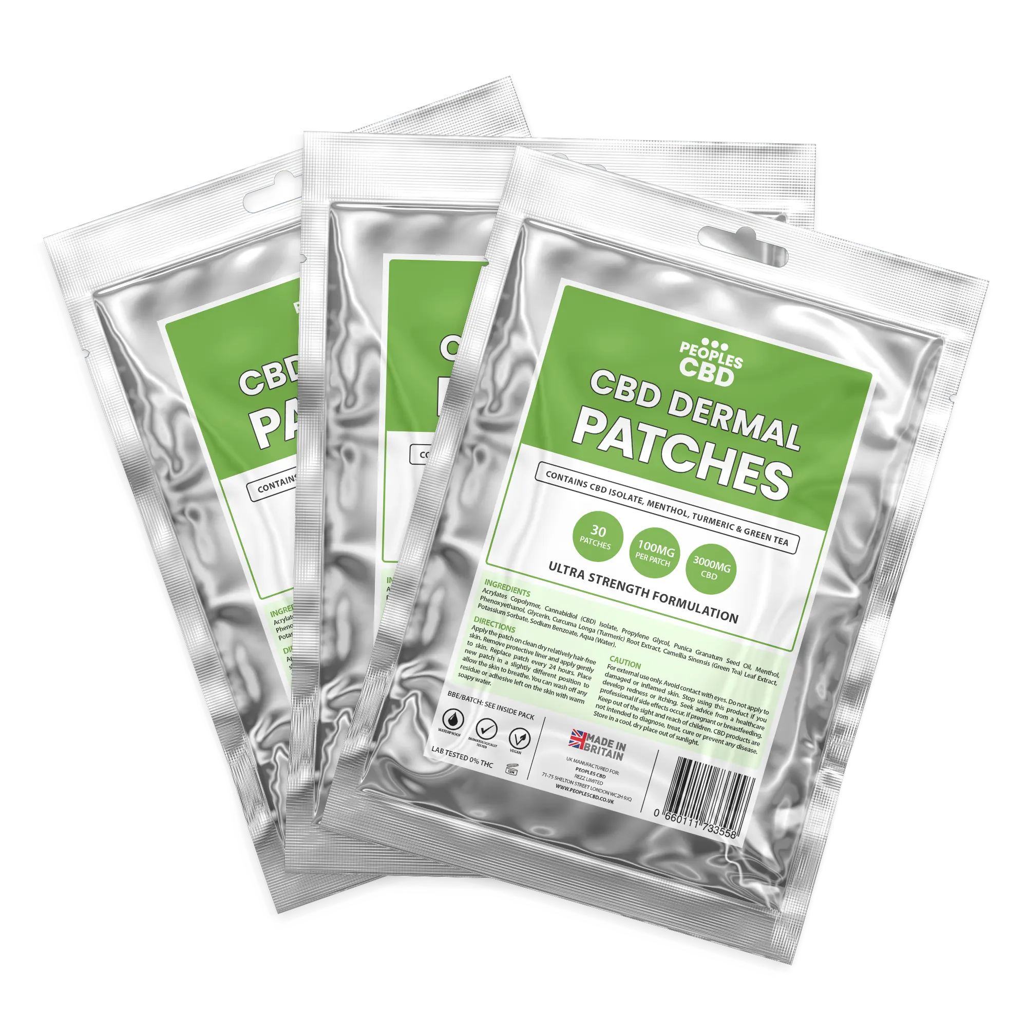 Peoples CBD Dermal Patches, 30 patches, 100mg CBD per patch Peoples CBD - Make Life Better Everyday!