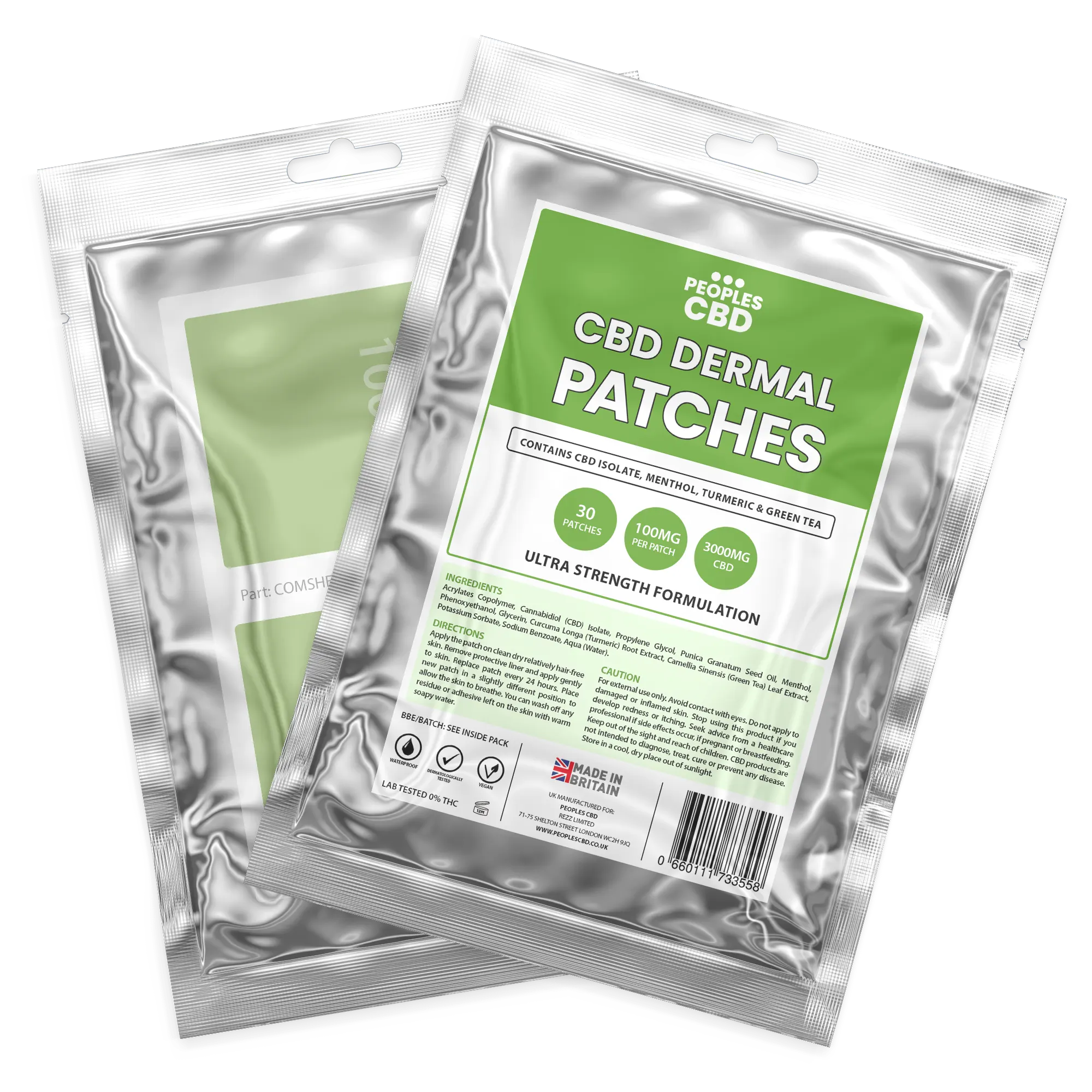 Peoples CBD Dermal Patches, 30 patches, 100mg CBD per patch, ultra strength formulation Peoples CBD - Make Life Better Everyday!