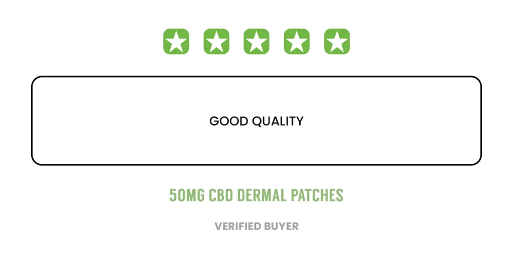 Review of 50mg CBD dermal patches with f5-star rating and "Good Quality" review from a verified buyer. Peoples CBD - Make Life Better Everyday!