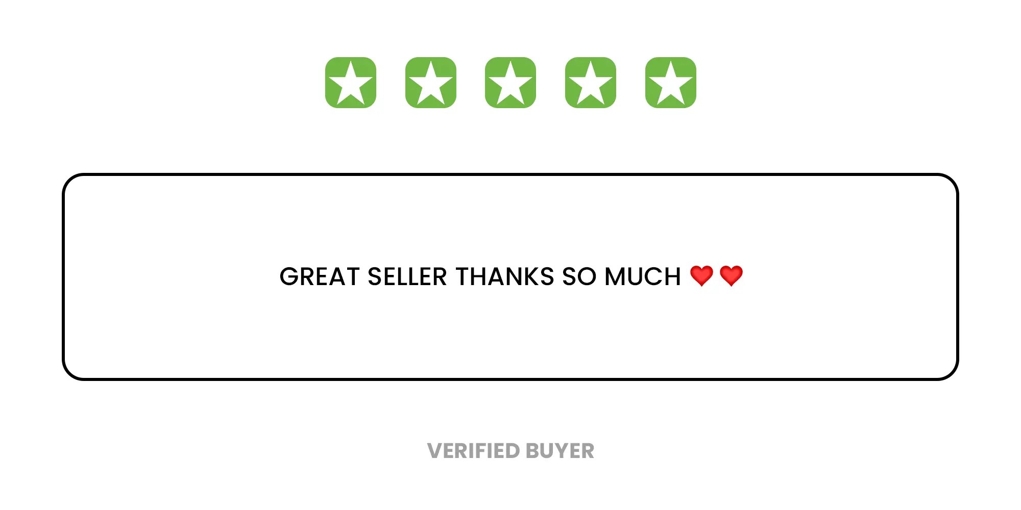 five green stars and a customer review: "GREAT SELLER THANKS SO MUCH" with two red hearts. Peoples CBD - Make Life Better Everyday!