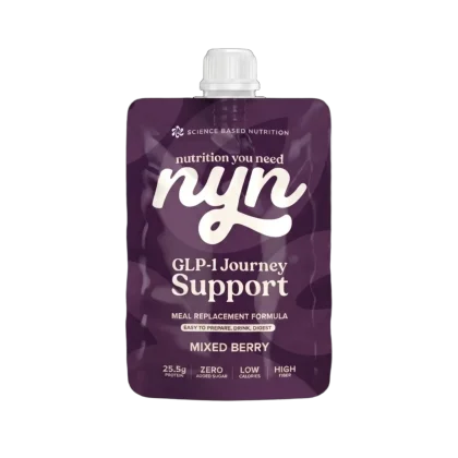 Purple pouch of GLP-1 Journey Support, mixed berry flavor, with nutrition details Peoples CBD - Make Life Better Everyday!