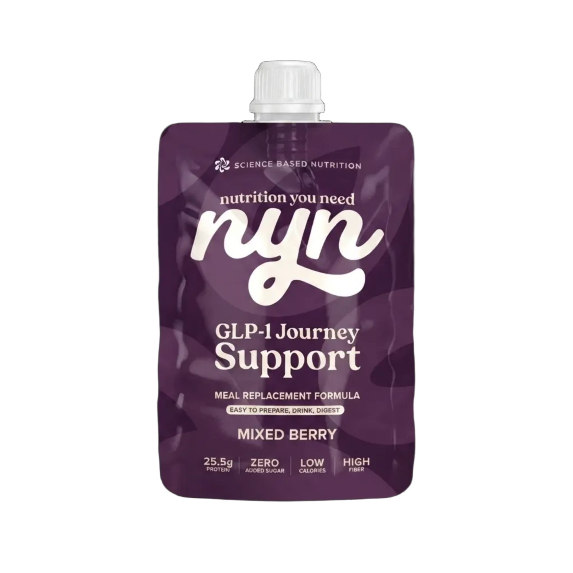 Purple pouch of GLP-1 Journey Support, mixed berry flavor, with nutrition details Peoples CBD - Make Life Better Everyday!