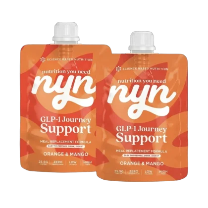 Two orange pouches of Nyn GLP-1 Journey Support meal replacement in Orange & Mango flavour Peoples CBD - Make Life Better Everyday!