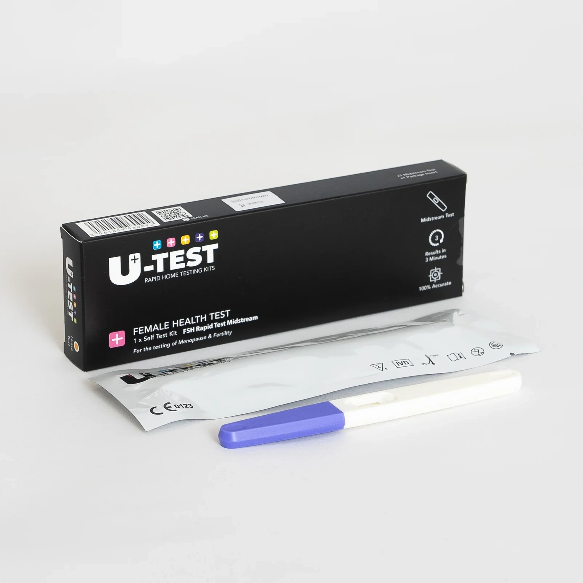 U-TEST Female Health FSH rapid home testing kit box and test Peoples CBD - Make Life Better Everyday!
