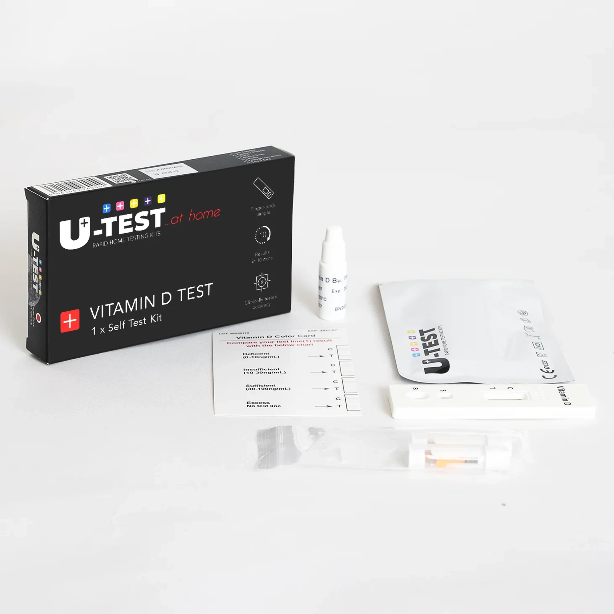 U-TEST Vitamin D self-test kit: box, test card, dropper and lancet Peoples CBD - Make Life Better Everyday!