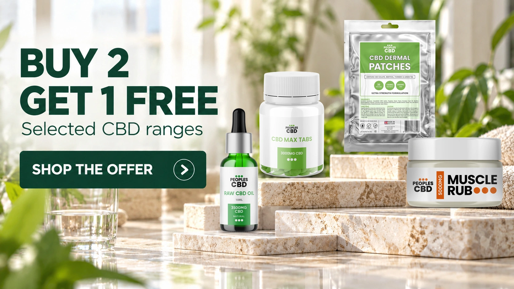 Buy 2 Get 1 Free on selected CBD ranges — shop the offer